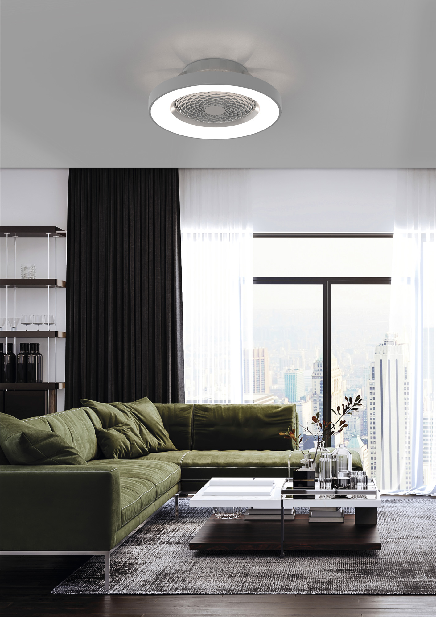 Tibet 70W LED Dimmable Ceiling Light & Fan, Remote / APP / Voice Controlled Wood Effect/Black M7127  Mantra Tibet